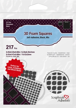 Scrapbook Adhesives 3D Klebekissen schwarz Thin Foam Pads Squares Mix Black