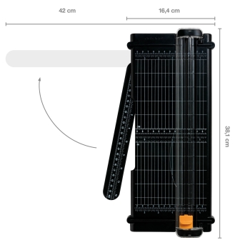 Fiskars Papierschneider Recyled A4 schwarz in cm und inch