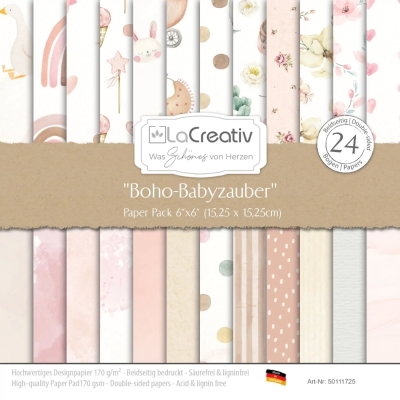 LaCreativ Designpapier Boho Babyzauber Paper Pack 6x6" - 24 Bogen