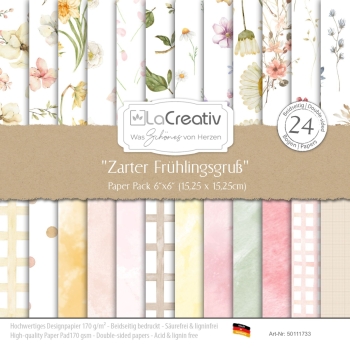 LaCreativ Designpapier Zarter Frühlingsgruss Paper Pack 6x6" - 24 Bogen