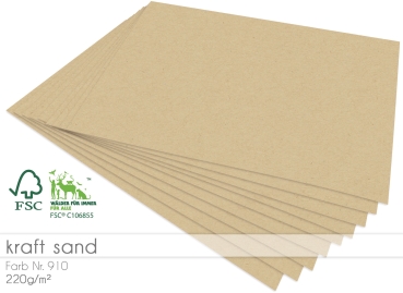 LaCreativ Tonpapier Kraft Sand A4 220gr. 5 Bogen