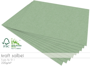 LaCreativ Cardstock Kraftpapier Salbei 220g/m2 - 5 Bogen