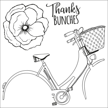 Sizzix Framelits Stanzschablonen und Klarsichtstempel Fahrrad Thankful Bicycle Jane Long