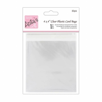 Anita's Clear Schutzhüllen für Grusskarten transparent Plastic Card Bags 4x4" (12x12cm) 50 Stück