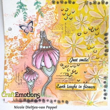 GRATIS! CraftEmotions Clearstempelset A6 Bugs & Flowers 2 Carla Creaties