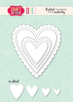 Craft & You Design Stanzformen Herzen Biscuit Frame Hearts  8.0x7.4cm