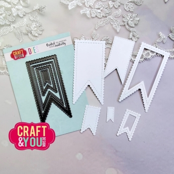 Craft & You Design Stanzformen Biscuit Pennants Set Dies 9.8x4.7cm