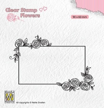 Nellie's Choice Clearstempel Rahmen mit Rosen 9.0x6.0cm