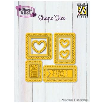 Nellie's Choice Stanzformen Briefmarken mit Herzen Postal Stamps with Hearts Shape Dies