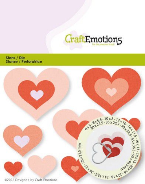 CraftEmotions Stanzschablonen Herzen Basic Hearts