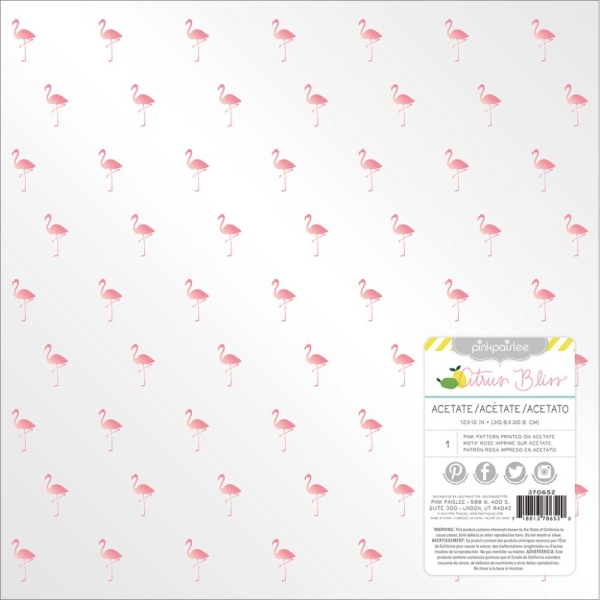 GRATIS! American Crafts - Pink Paislee Citrus Bliss Clear Acetate Flamingo 12x12"