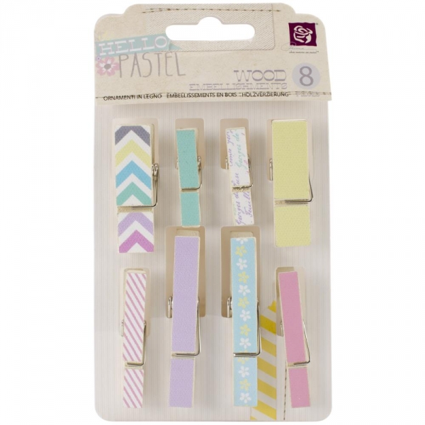 GRATIS! Prima Marketing Holzklammern Hello Pastel Canvas/Wood Clothespins 1.25" To 2.25"