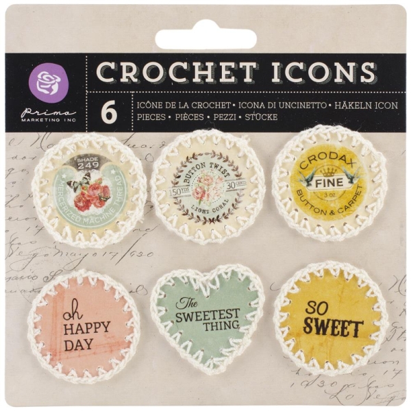 GRATIS! Prima Marketing - Crochet Icons 1.5" So Sweet - 6 Stück