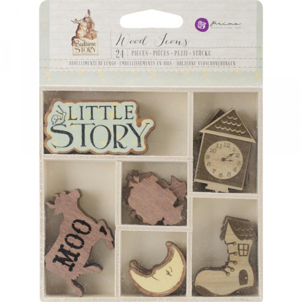 Prima Marketing Holzverzierungen Bedtime Story Wood Icons 24 Stück