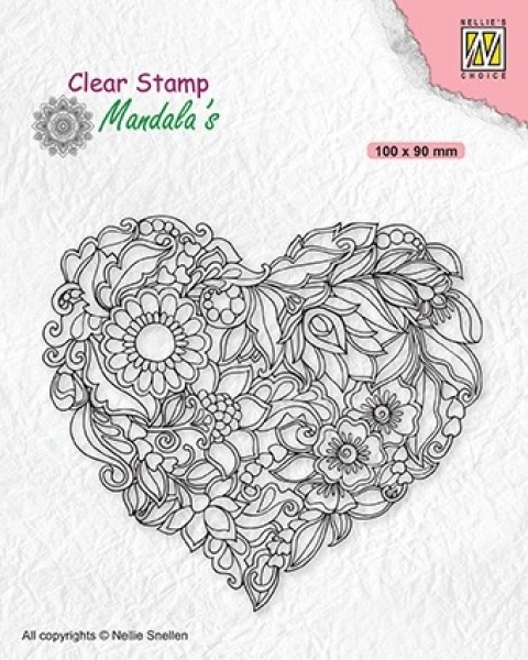 Nellie's Choice Clearstempel Herz mit Blumen 10.0x9.0cm