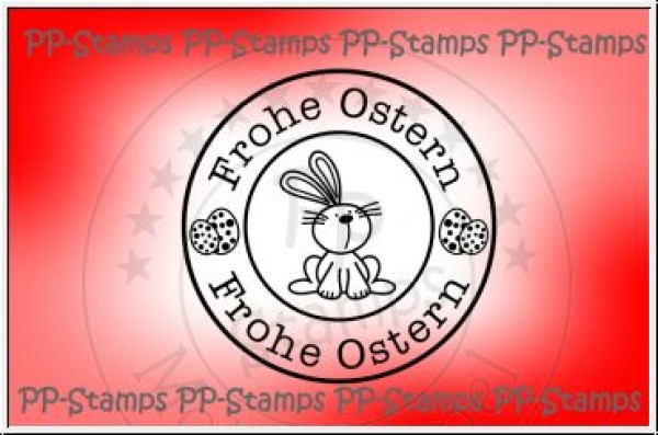 PP-Stamps Stempelgummi unmontiert Label Frohe Ostern 3.3cm