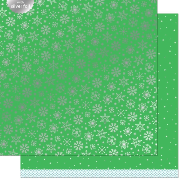 Lawn Fawn Papier mit Glitzerschneeflocken Let It Shine Snowflakes Glacial 12x12"