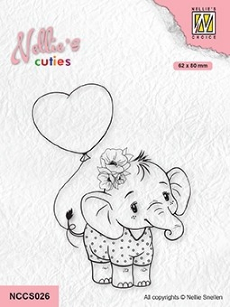 Nellie's Choice Clearstempel Elefant mit Herzballon 6.2x8.0cm