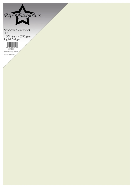 Paper Favourites Glatter Bastelpapier Cardstock Creme Light Beige A4 220gsm 10 Bogen