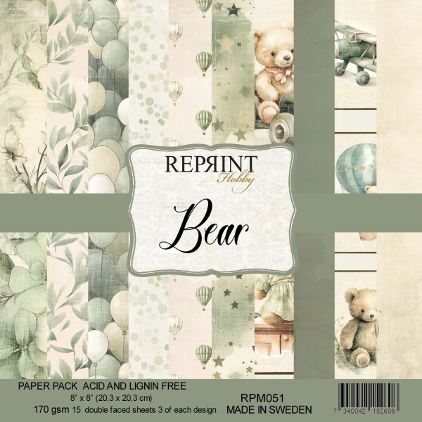 Reprint Papierpack Bear 8x8" 20.3x20.3cm 170gsm