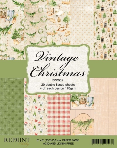 GRATIS! Reprint Papierpack Vintage Christmas 6x6" 15.2x15.2cm