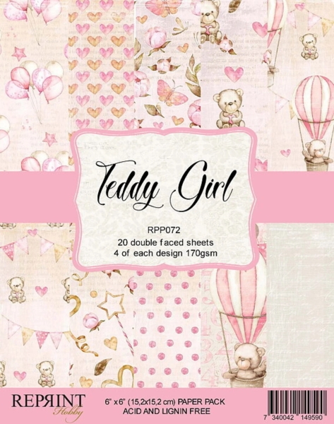 Reprint Papierpack Teddy Girl 6x6" 15.2x15.2cm 170gsm