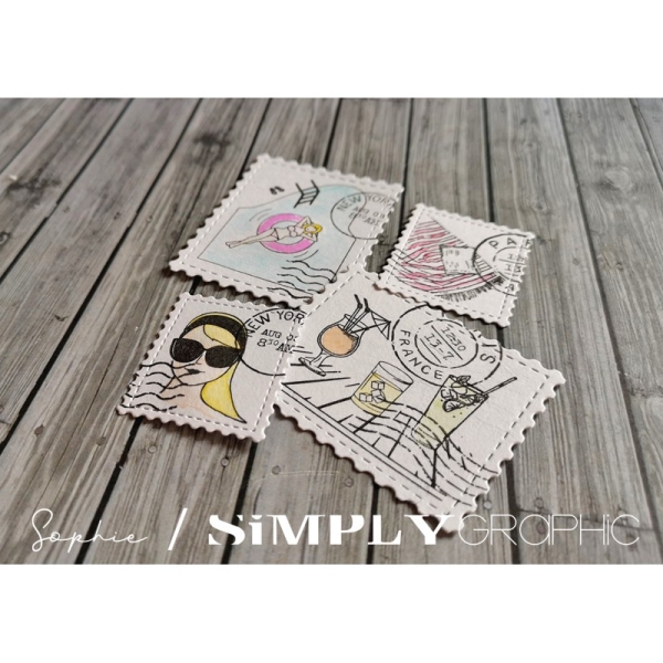 Simply Graphic Stanzschablonen Briefmarken Timbres