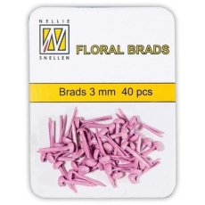 Nellie's Choice Mini Floral Glitter Brads Pink mit Glitzer 3mm 40 Stück